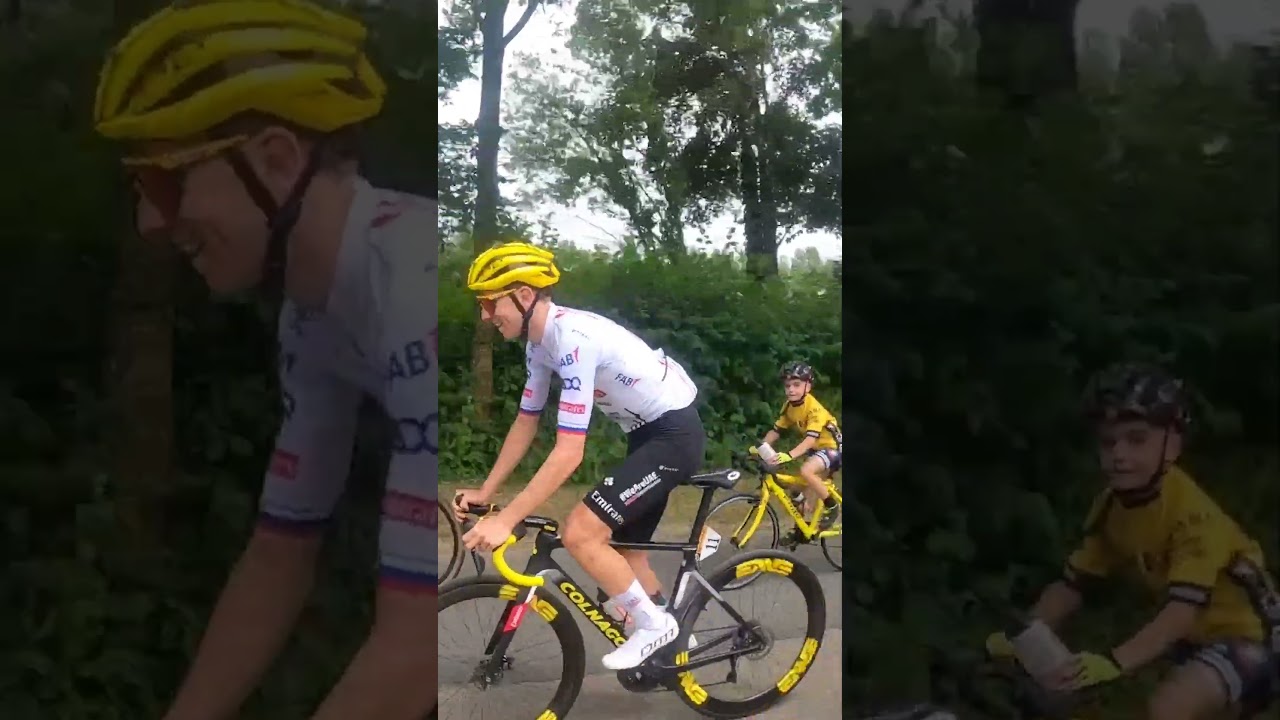 Pogačar made this young fan’s day 😍 #cyclingshorts #pogacar