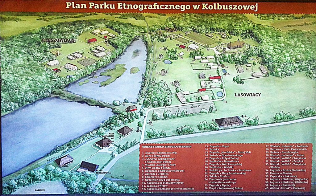 Plan du parc ethnographique de Kolbuszowa