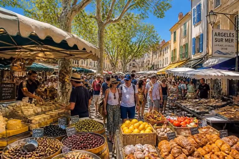 découvrez le marché d'argelès-sur-mer : une promenade conviviale entre étals colorés et spécialités locales à savourer.